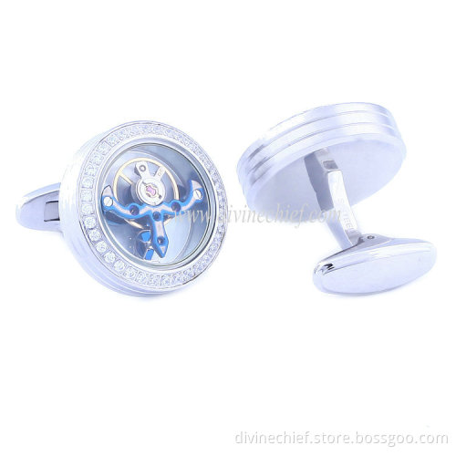 2016 Newest Mounted Stone Men Cufflinks Shell Tourbillon Movement Cufflinks